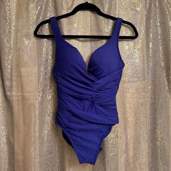 Miraclesuit Purple Mulberry Tummy Control One Piece Swimsuit Size 10 - Picture 1 of 7